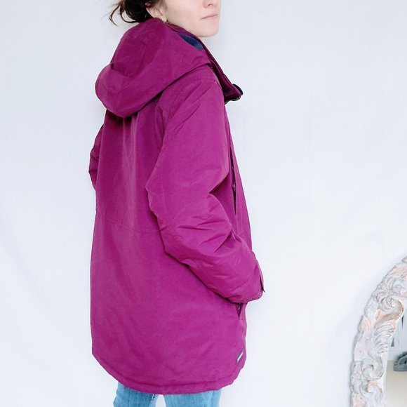 Lands' End Squall Plum Purple Full Zip Hooded Outerwear Rain Jacket Womens Small - Picture 3 of 16
